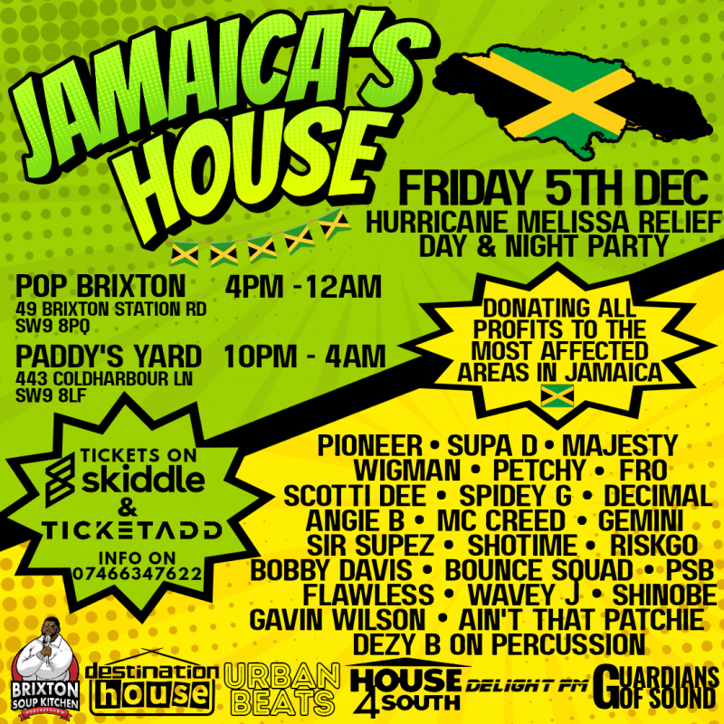 Jamaica's House - Hurricane Melissa Relief Day & Night Party